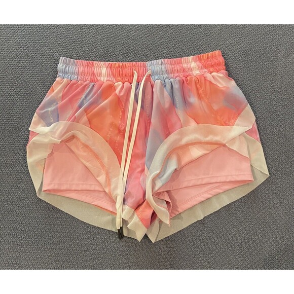 NWT Halara  Drawstring Contrast Mesh 2-in-1 Shorts S 3" Color Print Golden Faith - Picture 8 of 11